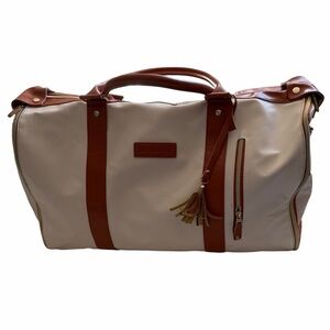 JenniBag duffle carryon travel bag in cream and tan, new condition, vegan